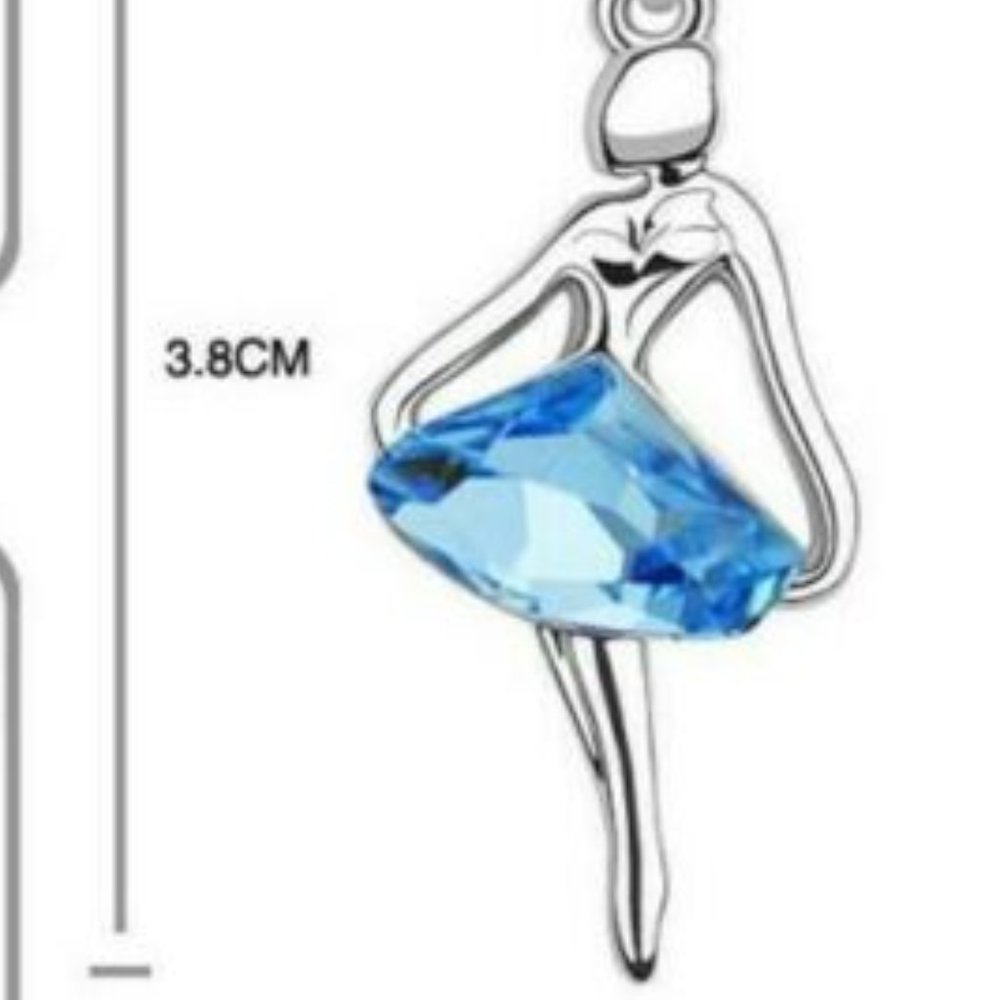 Light Blue Sapphire CZ Ballerina Dancer Pendant - Picture 4 of 4